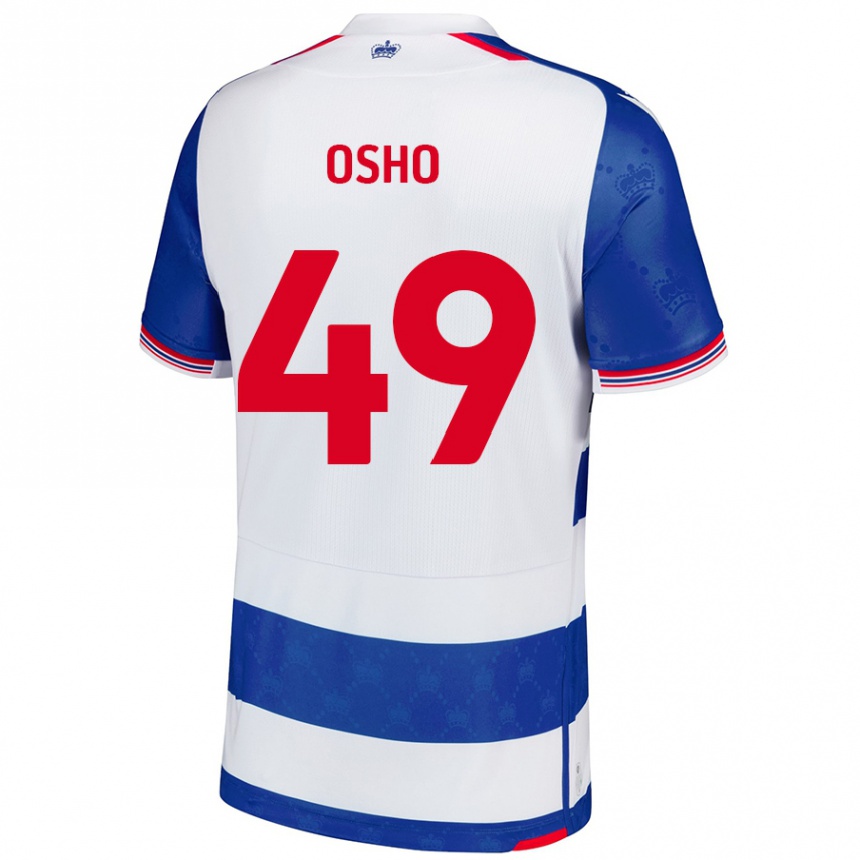 キッズフットボールEmmanuel Osho#49ブルーホワイトホームシャツ2024/25ジャージーユニフォーム