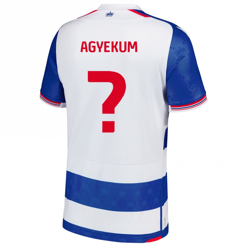 キッズフットボールHenry Agyekum#0ブルーホワイトホームシャツ2024/25ジャージーユニフォーム