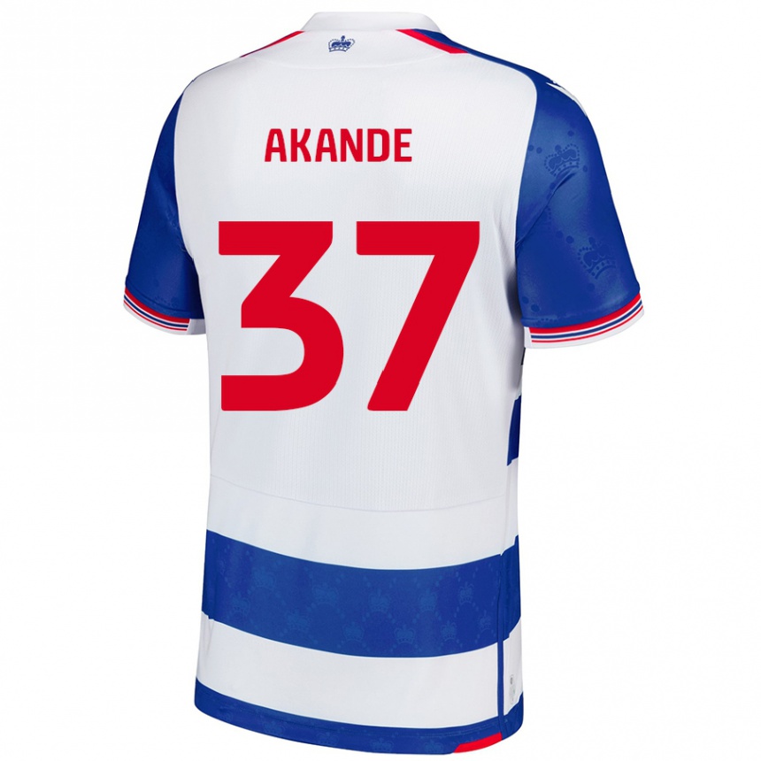 キッズフットボールAdrian Akande#37ブルーホワイトホームシャツ2024/25ジャージーユニフォーム