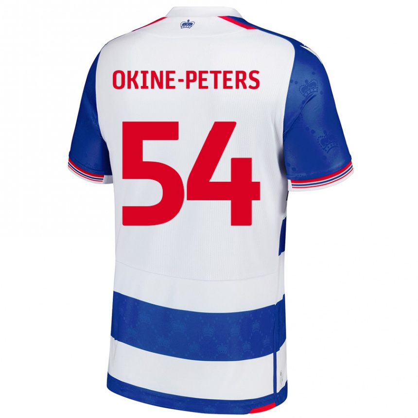 キッズフットボールJeremiah Okine-Peters#54ブルーホワイトホームシャツ2024/25ジャージーユニフォーム