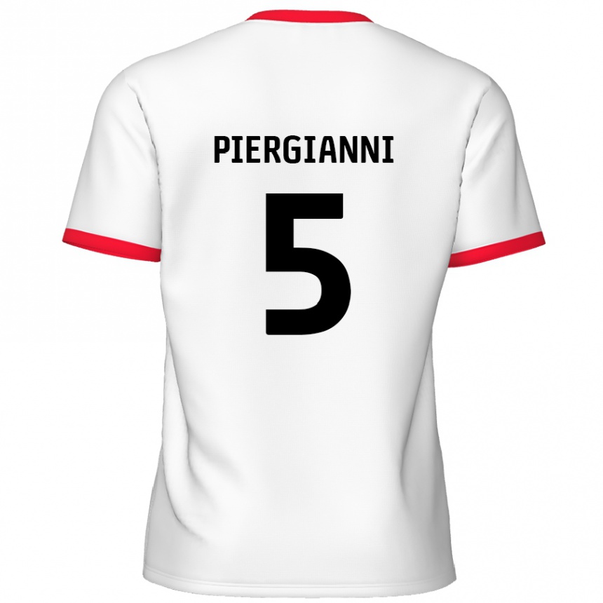 キッズフットボールCarl Piergianni#5白 赤ホームシャツ2024/25ジャージーユニフォーム