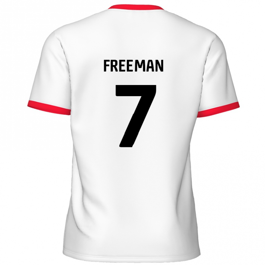 キッズフットボールNick Freeman#7白 赤ホームシャツ2024/25ジャージーユニフォーム