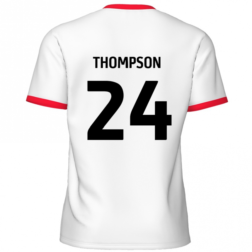 キッズフットボールBen Thompson#24白 赤ホームシャツ2024/25ジャージーユニフォーム