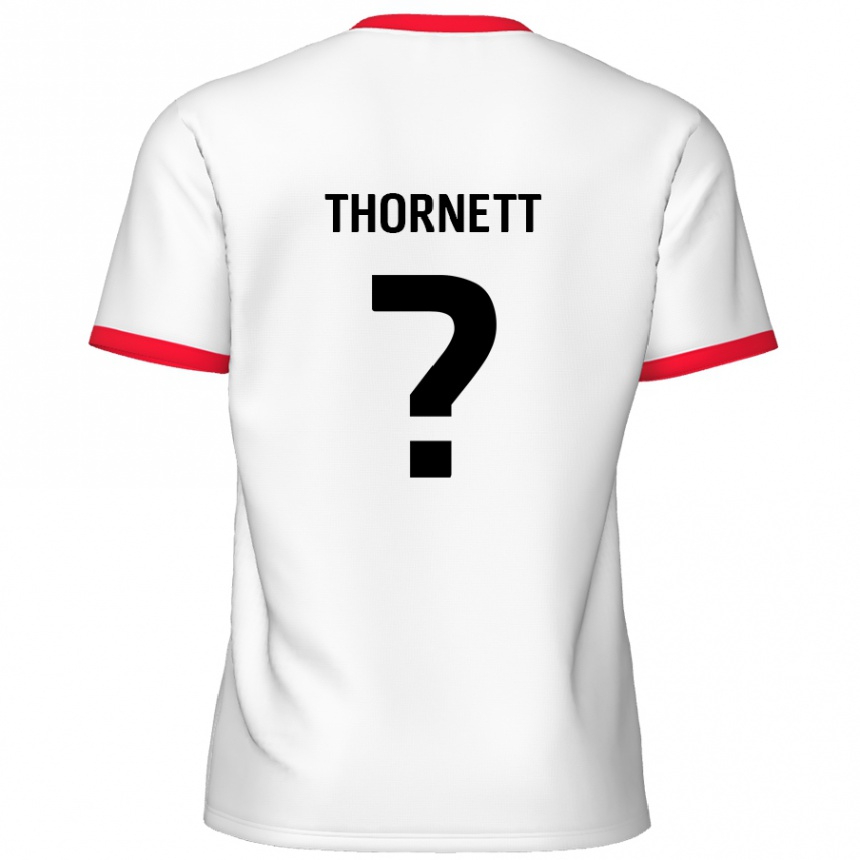 キッズフットボールAlfie Thornett#0白 赤ホームシャツ2024/25ジャージーユニフォーム