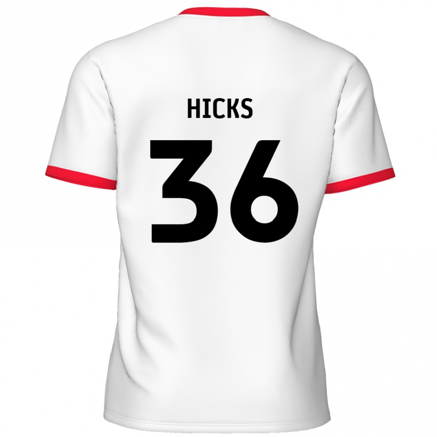 キッズフットボールDavid Hicks#36白 赤ホームシャツ2024/25ジャージーユニフォーム