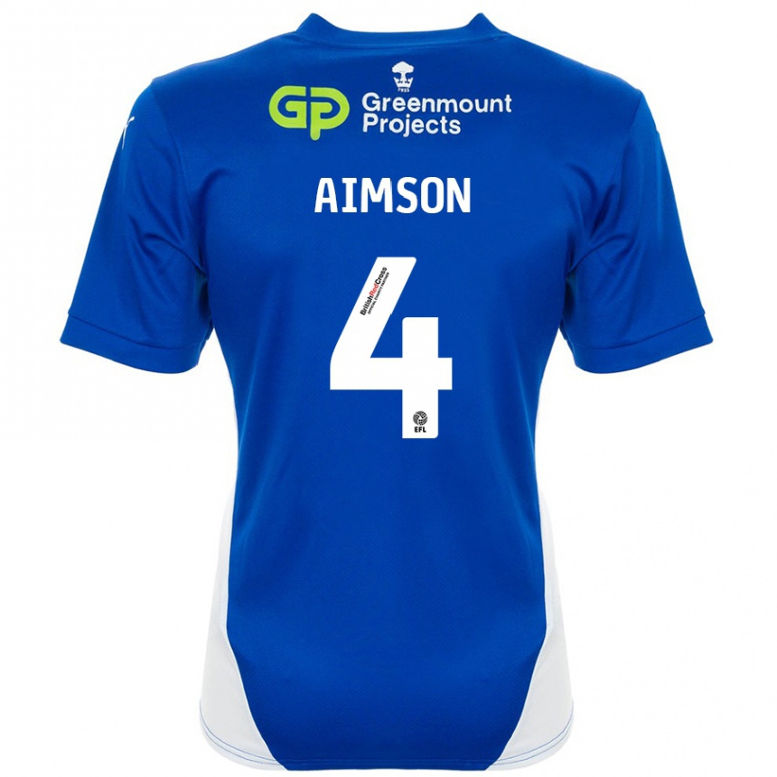 キッズフットボールWill Aimson#4ブルーホワイトホームシャツ2024/25ジャージーユニフォーム