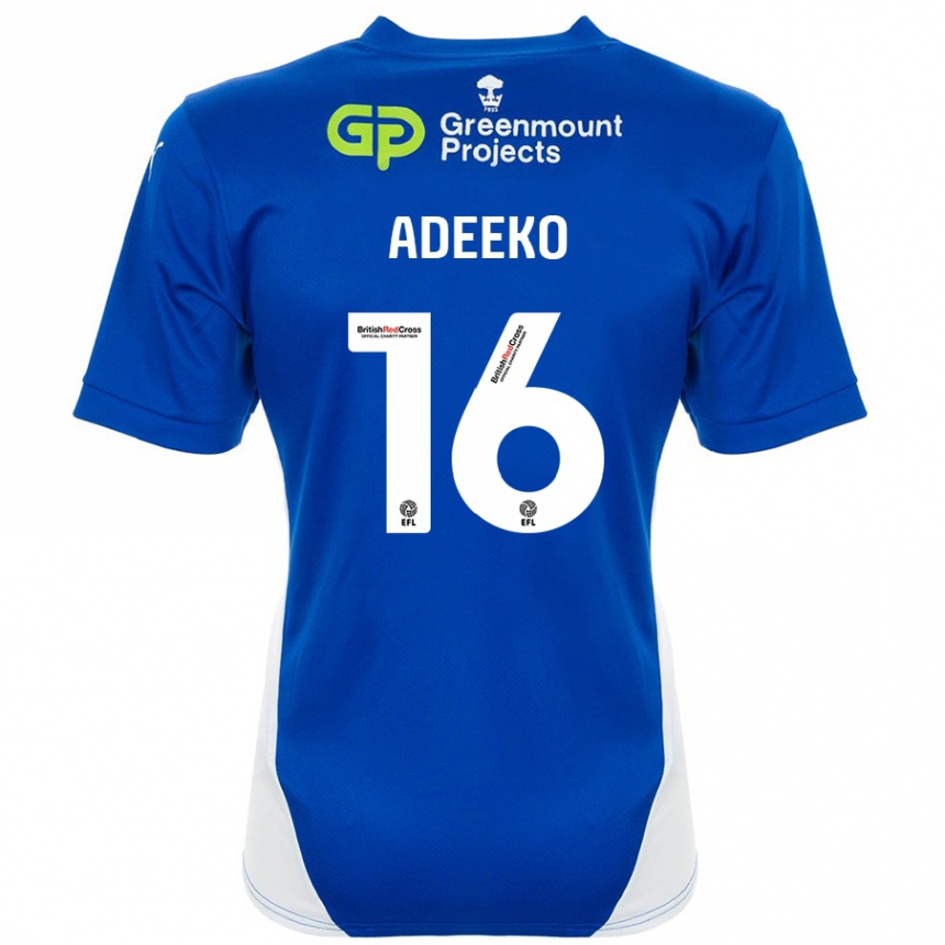 キッズフットボールBaba Adeeko#16ブルーホワイトホームシャツ2024/25ジャージーユニフォーム