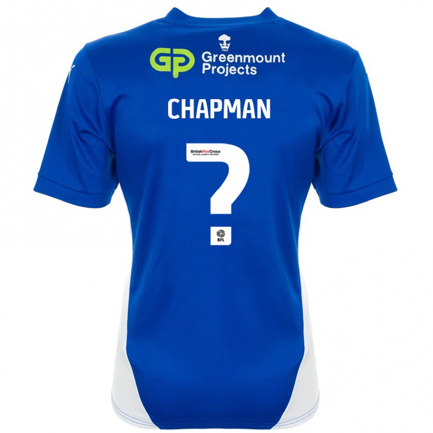 キッズフットボールLlyton Chapman#0ブルーホワイトホームシャツ2024/25ジャージーユニフォーム