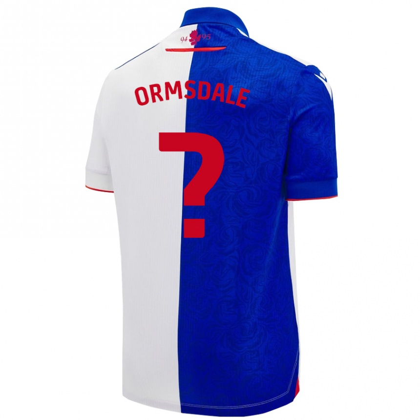 キッズフットボールBrandon Ormsdale#0スカイブルー ホワイトホームシャツ2024/25ジャージーユニフォーム