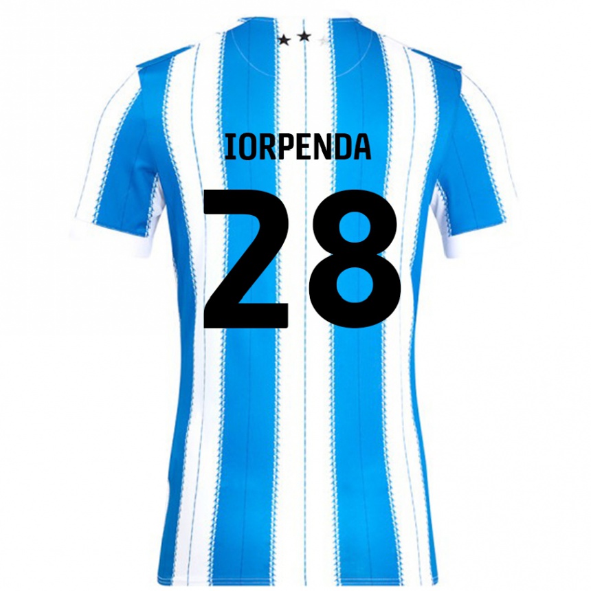 キッズフットボールTom Iorpenda#28ブルーホワイトホームシャツ2024/25ジャージーユニフォーム