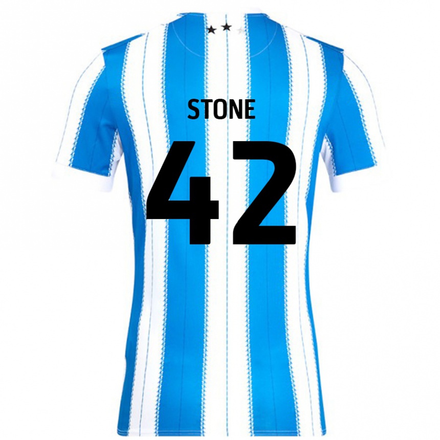 キッズフットボールMichael Stone#42ブルーホワイトホームシャツ2024/25ジャージーユニフォーム