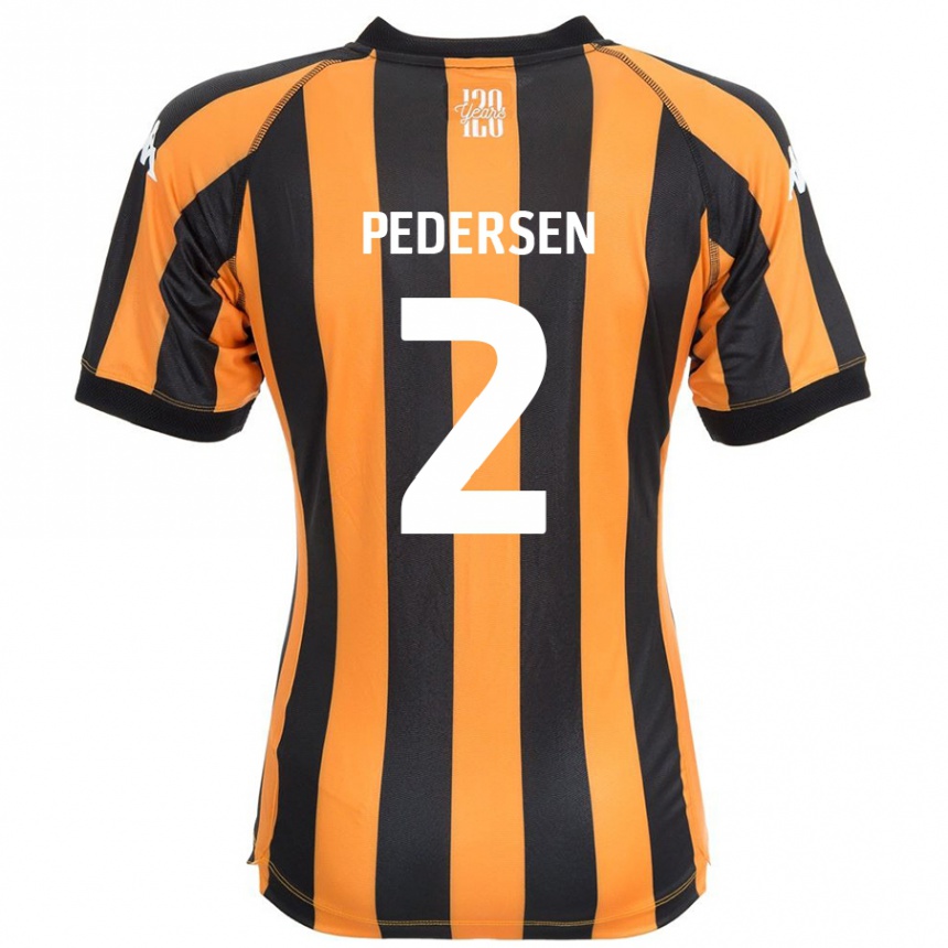 キッズフットボールEden Pedersen#2ブラックアンバーホームシャツ2024/25ジャージーユニフォーム