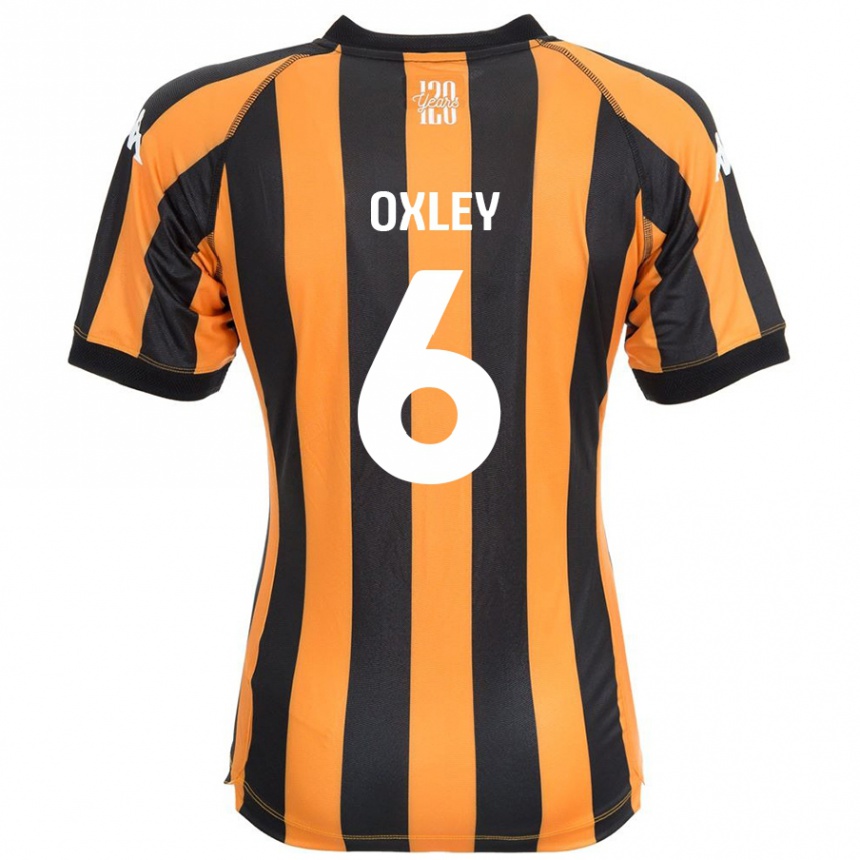 キッズフットボールTilly Oxley#6ブラックアンバーホームシャツ2024/25ジャージーユニフォーム