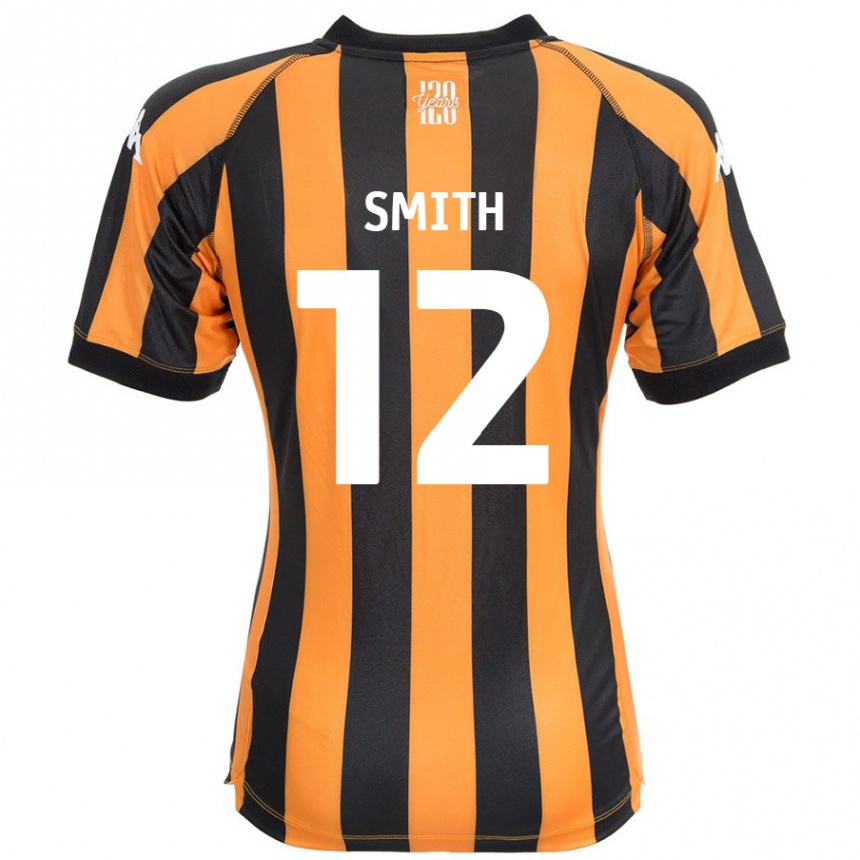 キッズフットボールEmily Smith#12ブラックアンバーホームシャツ2024/25ジャージーユニフォーム