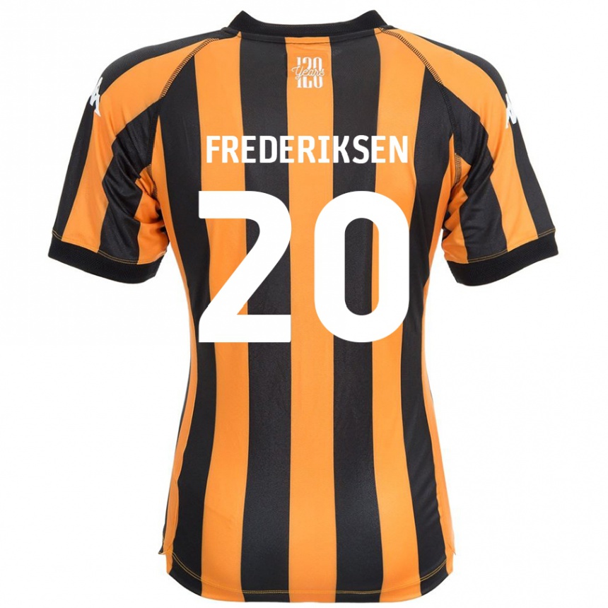 キッズフットボールAbbey Frederiksen#20ブラックアンバーホームシャツ2024/25ジャージーユニフォーム