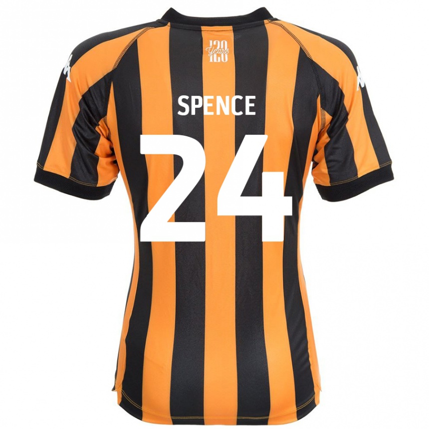 キッズフットボールEmily Spence#24ブラックアンバーホームシャツ2024/25ジャージーユニフォーム