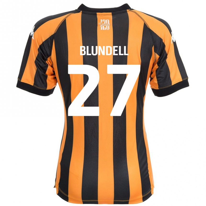 キッズフットボールMaddie Blundell#27ブラックアンバーホームシャツ2024/25ジャージーユニフォーム