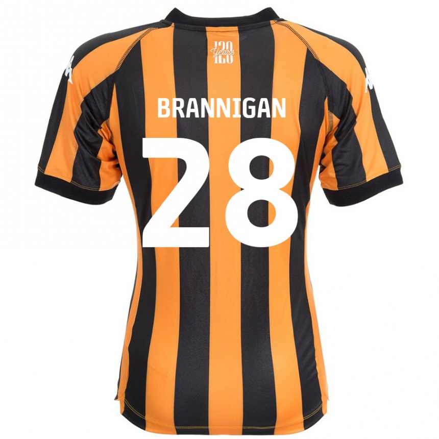 キッズフットボールAoife Brannigan#28ブラックアンバーホームシャツ2024/25ジャージーユニフォーム