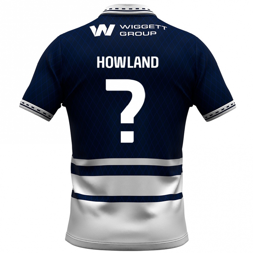 キッズフットボールJack Howland#0ネイビーブルー ホワイトホームシャツ2024/25ジャージーユニフォーム