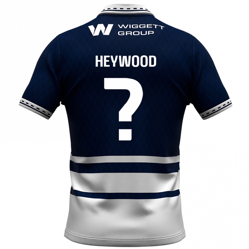 キッズフットボールKavalli Heywood#0ネイビーブルー ホワイトホームシャツ2024/25ジャージーユニフォーム