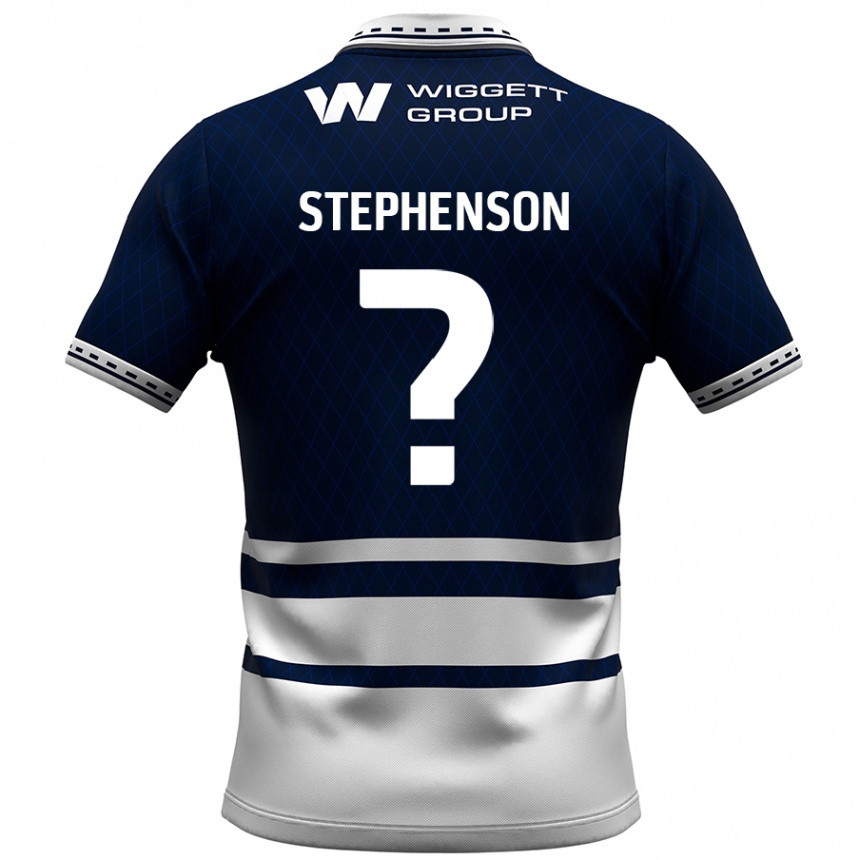 キッズフットボールJoshua Stephenson#0ネイビーブルー ホワイトホームシャツ2024/25ジャージーユニフォーム