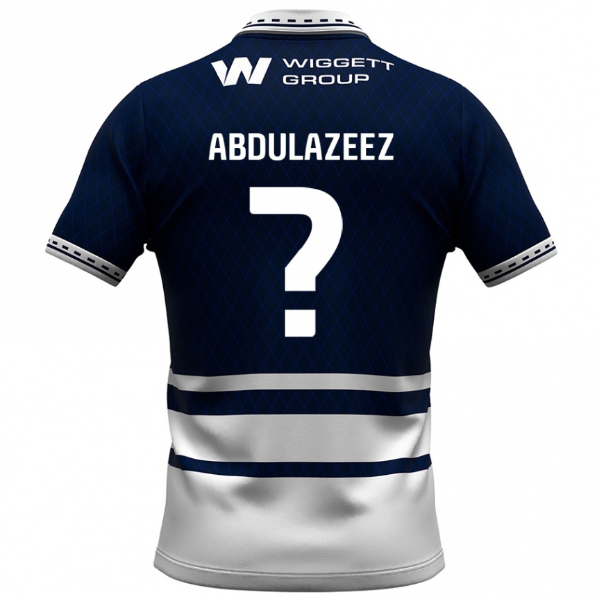 キッズフットボールAbdulahi Abdulazeez#0ネイビーブルー ホワイトホームシャツ2024/25ジャージーユニフォーム