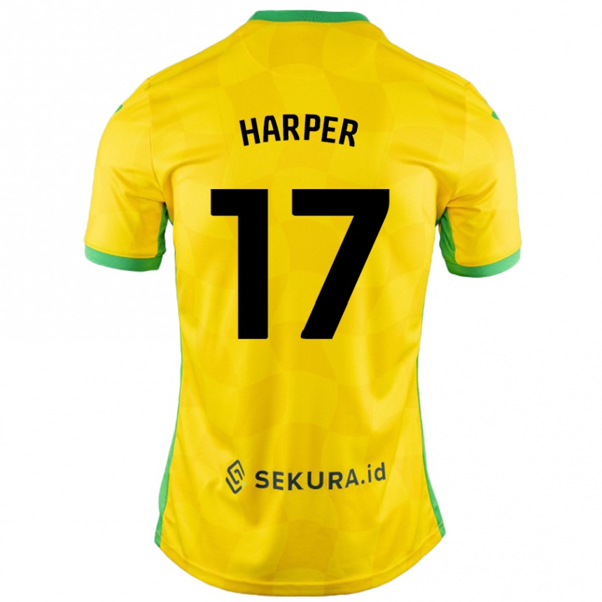 キッズフットボールJess Harper#17黄緑ホームシャツ2024/25ジャージーユニフォーム