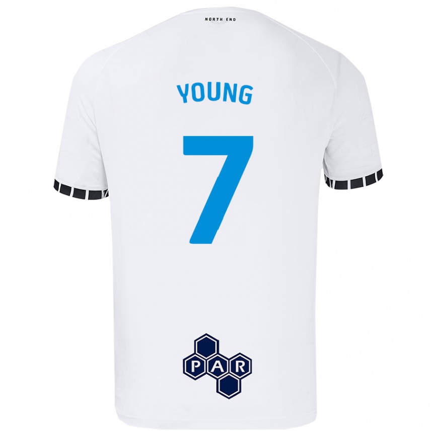 キッズフットボールDanielle Young#7白ホームシャツ2024/25ジャージーユニフォーム