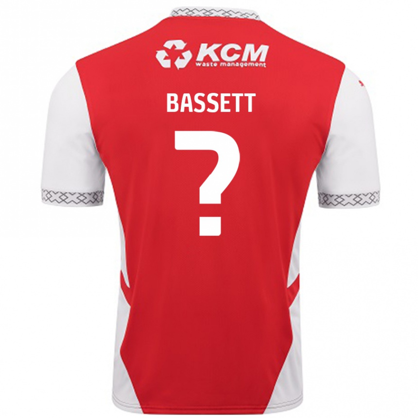 キッズフットボールBassett#0赤 白ホームシャツ2024/25ジャージーユニフォーム