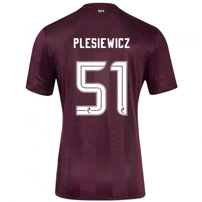 キッズフットボールSzymon Plesiewicz#51ブルゴーニュホームシャツ2024/25ジャージーユニフォーム