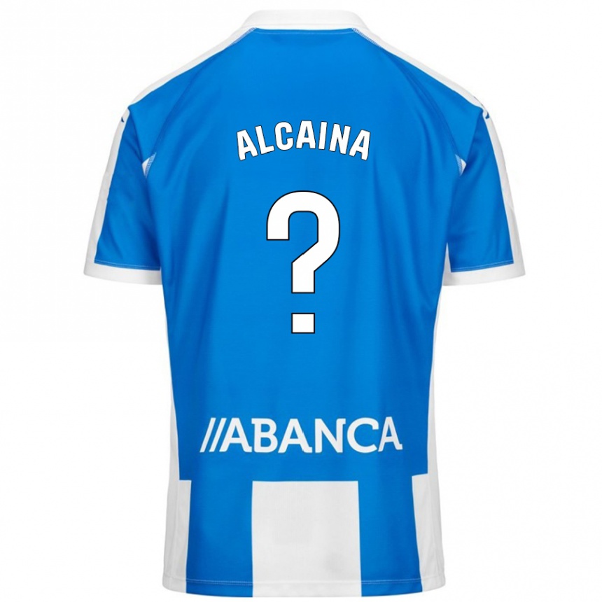 キッズフットボールRaúl Alcaina#0ブルーホワイトホームシャツ2024/25ジャージーユニフォーム