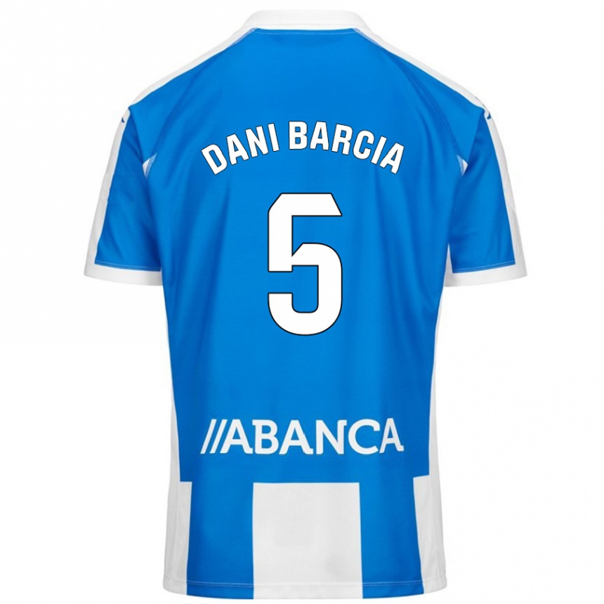 キッズフットボールDani Barcia#5ブルーホワイトホームシャツ2024/25ジャージーユニフォーム