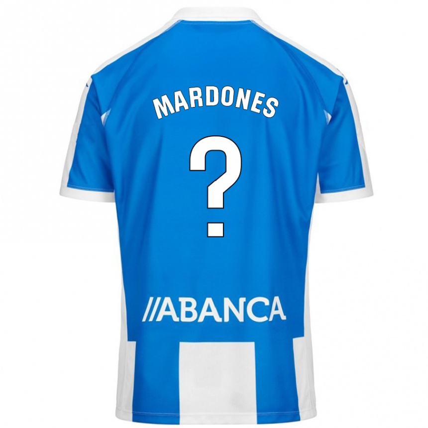 キッズフットボールAlvaro Mardones#0ブルーホワイトホームシャツ2024/25ジャージーユニフォーム