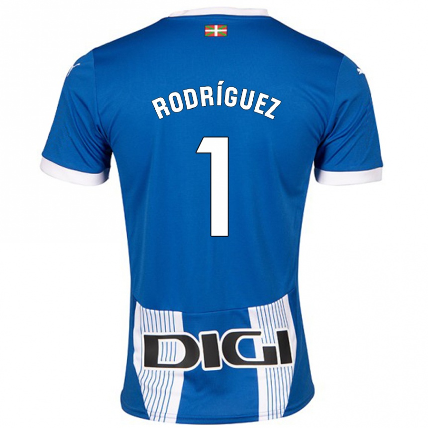 キッズフットボールAdrián Rodríguez#1青ホームシャツ2024/25ジャージーユニフォーム