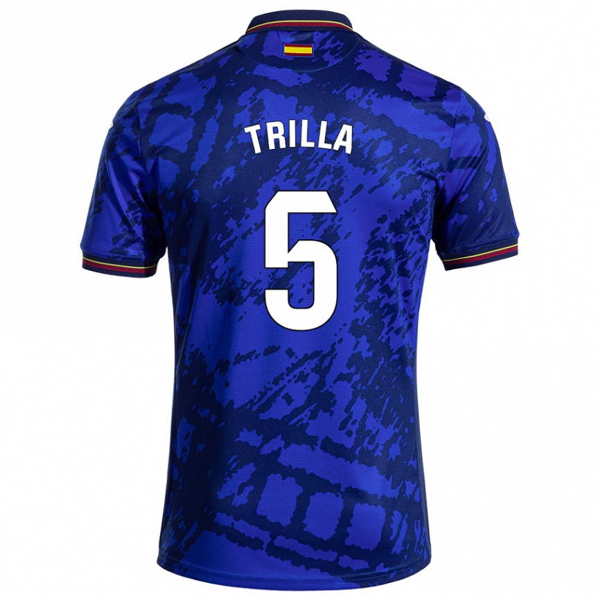 キッズフットボールGuillem Trilla#5濃い青ホームシャツ2024/25ジャージーユニフォーム