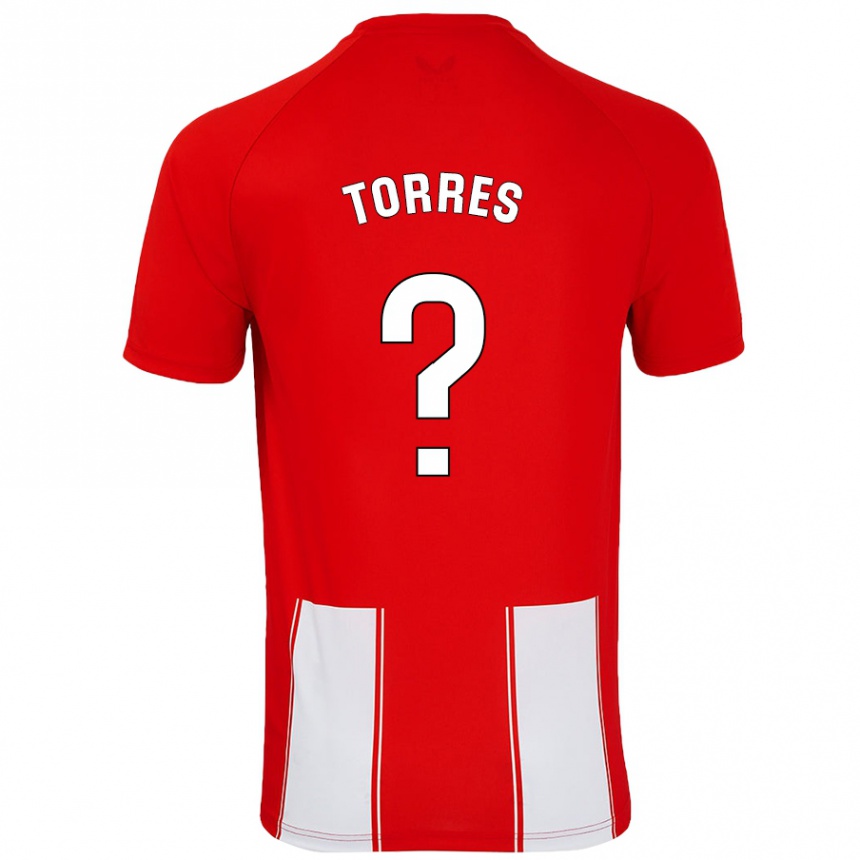 キッズフットボールAlejandro Torres#0赤 白ホームシャツ2024/25ジャージーユニフォーム