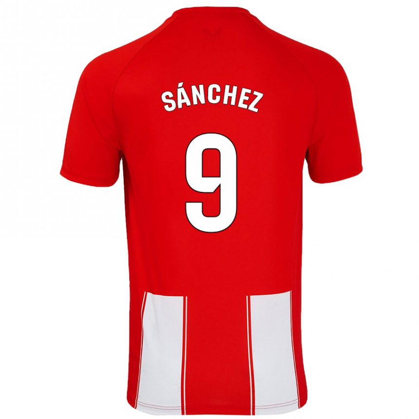 キッズフットボールLoren Sánchez#9赤 白ホームシャツ2024/25ジャージーユニフォーム