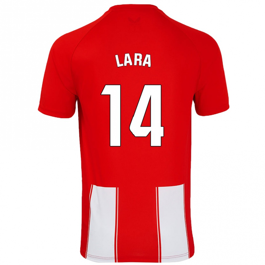 キッズフットボールLuis Lara#14赤 白ホームシャツ2024/25ジャージーユニフォーム