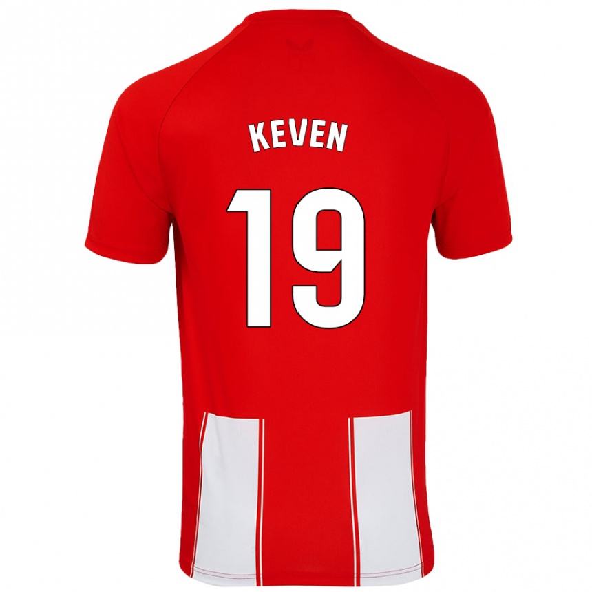 キッズフットボールKeven#19赤 白ホームシャツ2024/25ジャージーユニフォーム