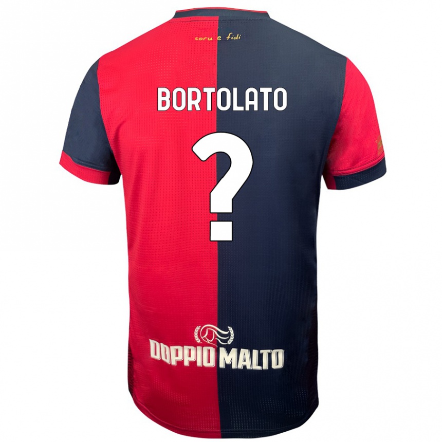 キッズフットボールFilippo Bortolato#0赤 濃い青ホームシャツ2024/25ジャージーユニフォーム