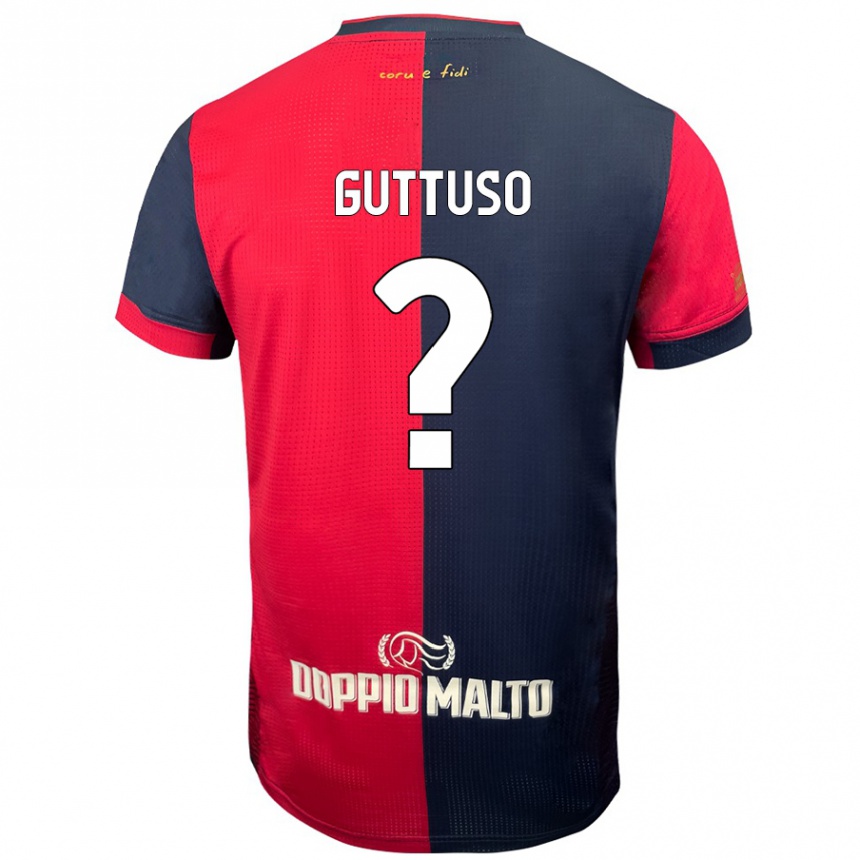 キッズフットボールIacopo Guttuso#0赤 濃い青ホームシャツ2024/25ジャージーユニフォーム