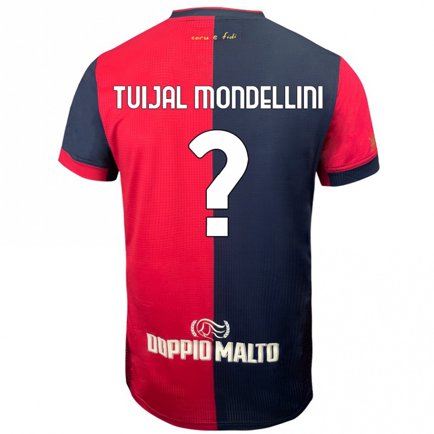 キッズフットボールLuca Tuijal Mondellini#0赤 濃い青ホームシャツ2024/25ジャージーユニフォーム