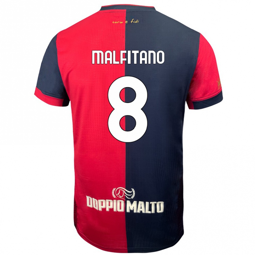 キッズフットボールRoberto Malfitano#8赤 濃い青ホームシャツ2024/25ジャージーユニフォーム