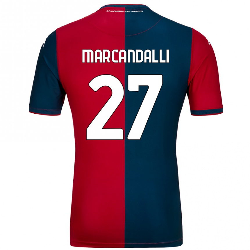 キッズフットボールAlessandro Marcandalli#27赤 ダークブルーホームシャツ2024/25ジャージーユニフォーム