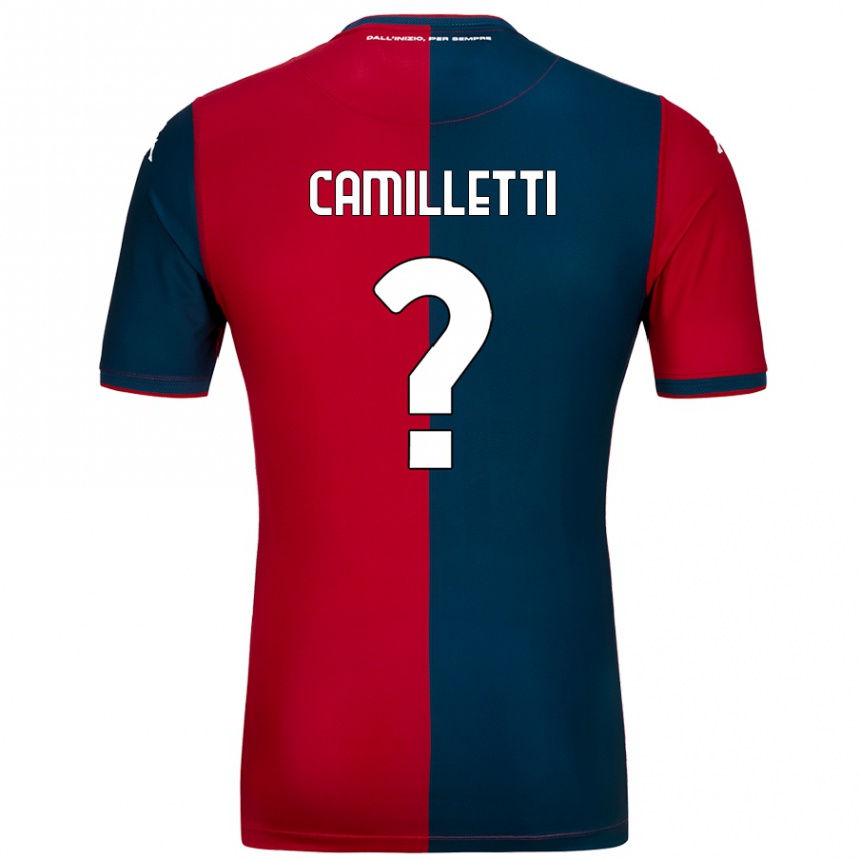 キッズフットボールGiovanni Camilletti#0赤 ダークブルーホームシャツ2024/25ジャージーユニフォーム