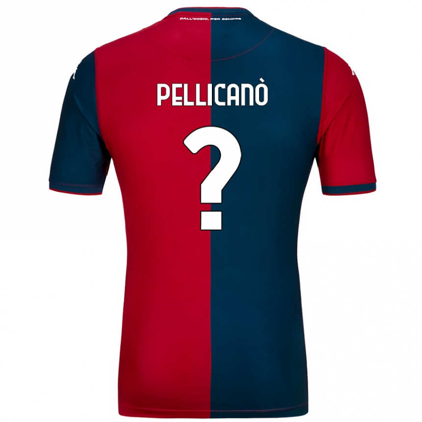 キッズフットボールAntonino Pellicanò#0赤 ダークブルーホームシャツ2024/25ジャージーユニフォーム