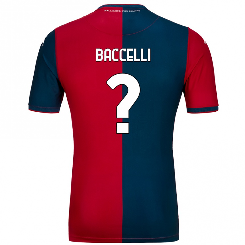 キッズフットボールPietro Baccelli#0赤 ダークブルーホームシャツ2024/25ジャージーユニフォーム