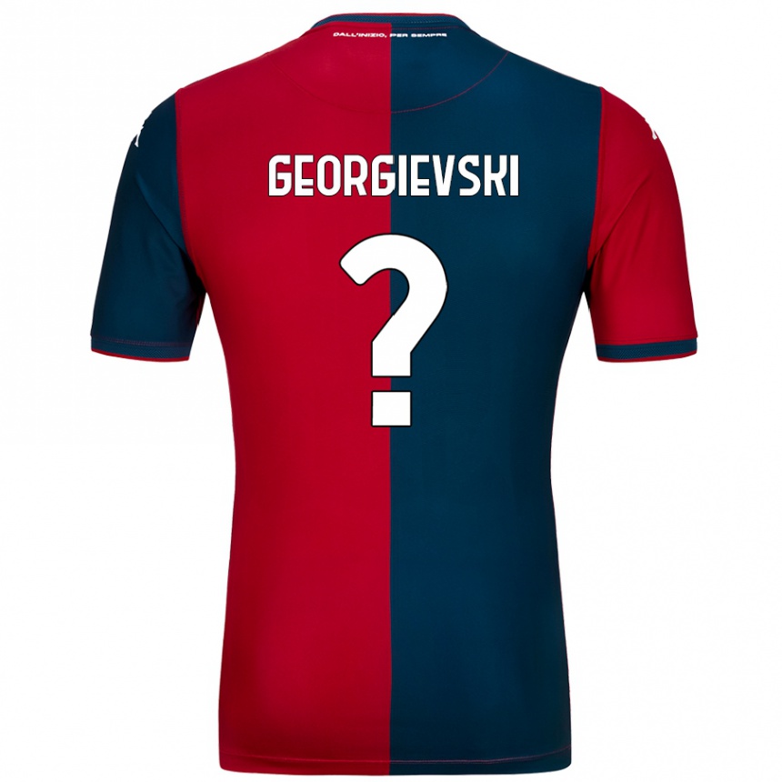 キッズフットボールToma Georgievski#0赤 ダークブルーホームシャツ2024/25ジャージーユニフォーム