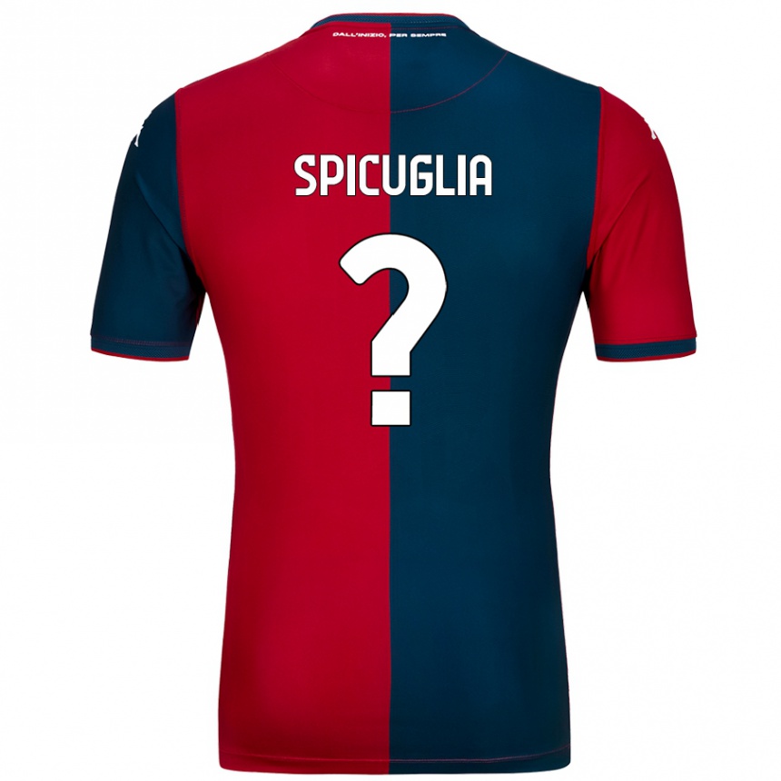 キッズフットボールElia Spicuglia#0赤 ダークブルーホームシャツ2024/25ジャージーユニフォーム