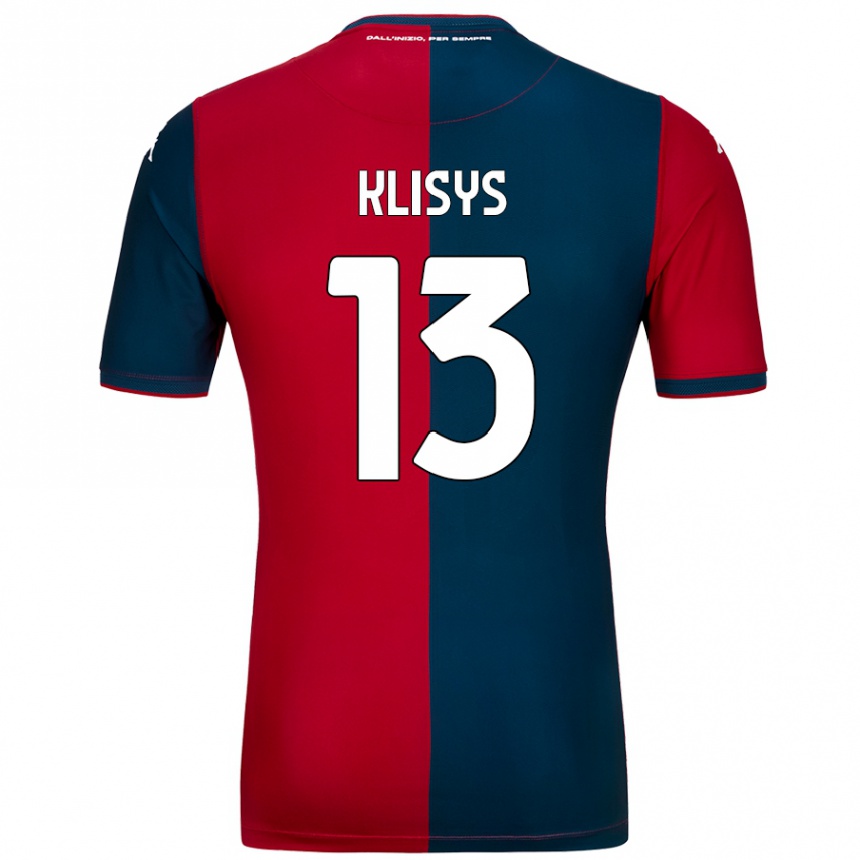 キッズフットボールLukas Klisys#13赤 ダークブルーホームシャツ2024/25ジャージーユニフォーム